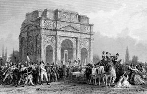 Guillotine unter dem Bogen des Marius in Orange, Frankreich, Französische Revolution, 1793-1794