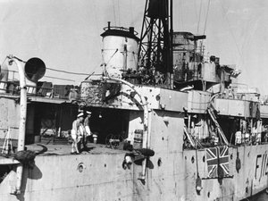 HMS Amethyst nach der Aktion am Jangtse-Fluss, 20. April 1949 von Unbekannt