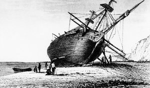 HMS Beagle an Land gelegt, Rio Santa Cruz, Patagonien, Südamerika, 1834 1839