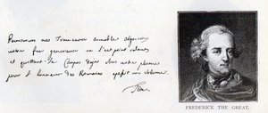 Handschrift und Unterschrift von Friedrich dem Großen, König von Preußen von Unbekannt