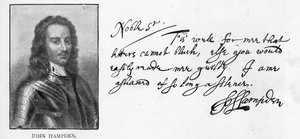 Handschrift und Unterschrift von John Hampden aus einem Brief an Sir John Eliot im Gefängnis, 21. März von Unbekannt