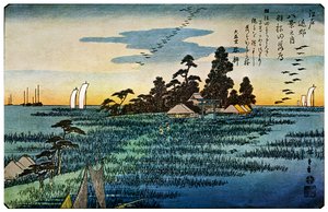 Haneda No Rakugan, Gänse fliegen nach Hause in Haneda, 1830er Jahre 1925 von Unbekannt