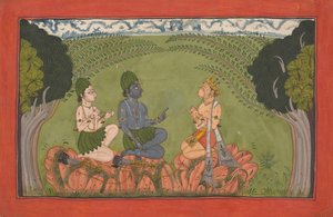 Hanuman vor Rama und Lakshmana, aus der verstreuten 