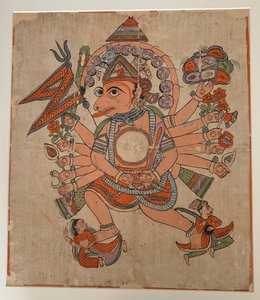 Hanuman in seiner tantrischen fünfköpfigen Pancha Mukha Form, ca. späte 19. Jahrhundert von Unbekannt