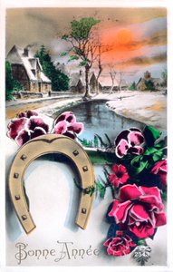 Frohes Neues Jahr, französische Postkarte, ca. 1900