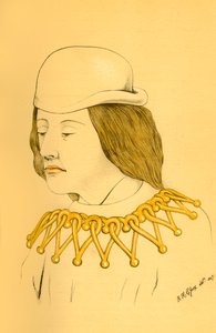 Kopf I. Aus einem der Wandgemälde in der Kirche von Eton von Unbekannt
