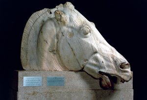 Kopf eines Pferdes vom Wagen der Selene aus dem Ostgiebel des Parthenon von Unbekannt