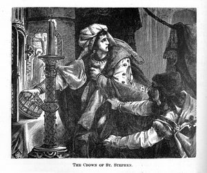 Helene Kottannerin stiehlt die Königskrone von St. Stephan im Jahr 1440 aus der Bildgeschichte der W von Unbekannt
