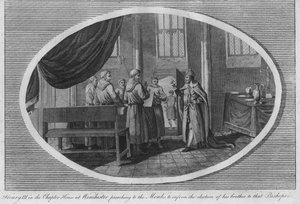 Heinrich III. im Kapitelsaal der Kathedrale von Winchester von Unbekannt