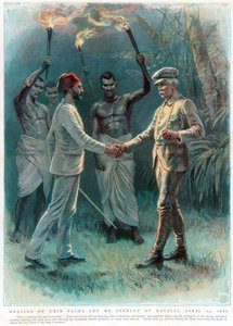 Henry Morton Stanley, walisischer Journalist und Entdecker, trifft Emin Pascha in Kavalli, 29. April 1888