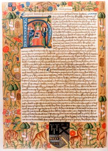 Erstes Gesetz des Parlaments von Heinrich VII. mit einem Anfangsporträt des Königs, späte 1480er Jahre