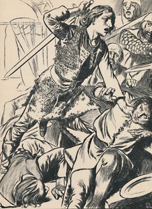Hereward und seine Männer greifen die Normannen an, um 1907 von Unbekannt