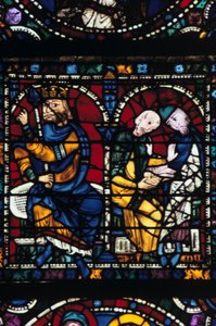 Herodes und seine Berater, Buntglas, Kathedrale von Chartres, Frankreich, 1145-1155