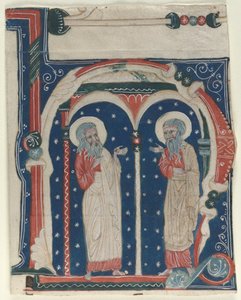Historisierte Initiale H aus einem Antiphonar: SS. Paul der Einsiedler und Antonius, c1200-1230