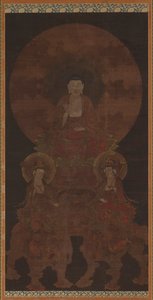 Historischer Buddha Shakyamuni mit den Bodhisattvas Fugen..., Muromachi-Periode, 15. Jahrhundert
