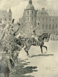 Hissen der britischen Flagge in Pretoria: Lord Roberts führt Jubel für die Königin an, 1900, 1901