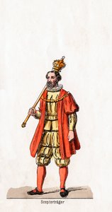 Zepterträger, Kostümentwurf für Shakespeares Stück, Heinrich VIII, 19. Jahrhundert von Unbekannt