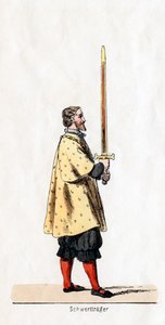 Schwertträger, Kostümentwurf für Shakespeares Stück, Heinrich VIII., 19. Jahrhundert von Unbekannt