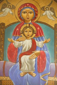 Heilige Jungfrau und Heiliger Johannes, Kame-Koptisches Kloster, Ägypten von Unbekannt
