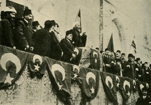 Heiliger Krieg wird in der Fatih-Moschee, Konstantinopel, am 14. November 1914, ca. 1920, ausgerufen von Unbekannt