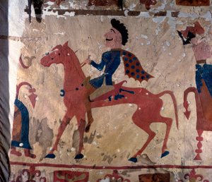 Reiter, Pazyryk Filzartefakt Teppich (Detail), 5. oder 4. Jahrhundert v. Chr. von Unbekannt