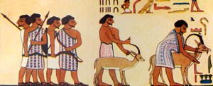 Wie ein alter Ägypter die Ankunft der Israeliten in Ägypten malte, ca. 1930 von Unbekannt