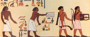 Wie ein alter Ägypter die Ankunft der Israeliten in Ägypten malte, ca. 1930 von Unbekannt