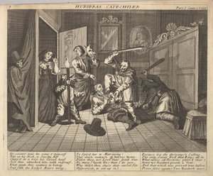 Hudibras katechisiert Tafel 9: Illustrationen zu Samuel Butlers Hudibras, 1725-30 von Unbekannt