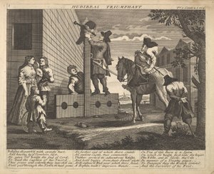 Hudibras triumphierend, Platte 4: Illustrationen zu Samuel Butlers Hudibras von Unbekannt