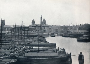 Hull - Princes Dock: Mit dem Wilberforce-Denkmal und den Dockbüros, 1895 von Unbekannt