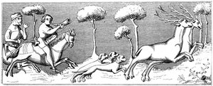 Hirschjagd mit Hunden, 14. Jahrhundert 1849