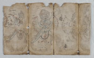 Ikonografische Zeichnung tantrischer erleuchteter Wesen, um 1500