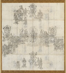 Ikonographische Skizze Zuzo für das Sutra-Mandala der Wohlwollenden Könige, 1100er
