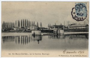 Ile de France, Val de Marne, Creteil: Ansicht des alten Damms an der Marne - Postkarte datiert 1904