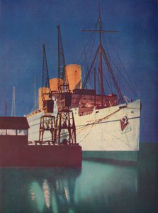 Beleuchtet von Flutlichtern, wird das markante Erscheinungsbild der Empress of Britain betont, 19 von Unbekannt