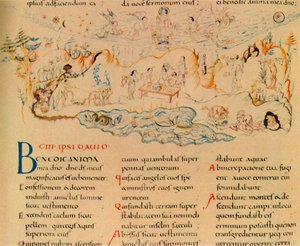 Illustration und Teil des Textes von Psalm 103, ca. 1000-1050, 1947