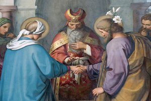 Kaiserdom zu Speyer. Gemälde von Schraudolph. Joseph und Maria. Hochzeit, Speyer, Deutschland von Unbekannt