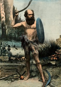 Aborigine bewaffnet mit einem Bumerang, 1900 von Unbekannt
