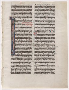 Initiale I: Verschlungene Bestie und Schlange: Blatt aus einer Bibel, 2 von 2 ausgeschnittenen Blättern, ca. 1225-1250 von Unbekannt