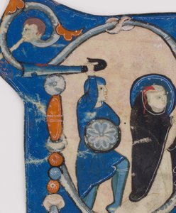 Initiale P mit dem Martyrium des Heiligen Peter Martyr, zweite Hälfte des 13. Jahrhunderts von Unbekannt