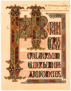 Initialseite aus den Lindisfarne Evangelien, spätes 7. oder frühes 8. Jahrhundert von Unbekannt