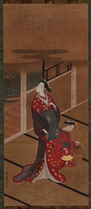 Innenraum: Eine Yujo und eine Begleiterin beim Wassererhitzen, Edo-Periode, 1615-1868