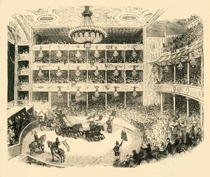Innenansicht des Astleys Amphitheaters im Jahr 1843, ca. 1878 von Unbekannt