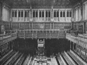 Innenansicht des Unterhauses, Westminster, Blick auf den Stuhl des Sprechers, 1909