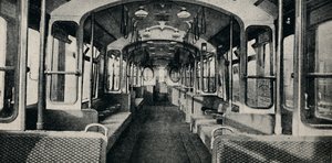 Innenraum des neuesten Typs von U-Bahn-Wagen, 1926 von Unbekannt