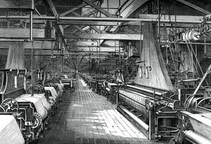 Innenraum der Weberei, St. Leonards Fabrik, Dunfermline, um 1880 von Unbekannt