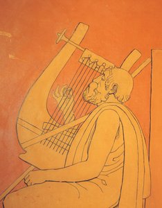 Innenansicht dekorativer figurativer Zeichnungen männlicher symbolischer Darstellungen des antiken Griechenlands im Speisesaal von Holmwood, Glasgow (Foto) von Unbekannt