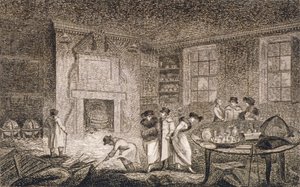 Innenansicht der Räumlichkeiten von Nathaniel Bentley, Leadenhall Street, City of London von Unbekannt