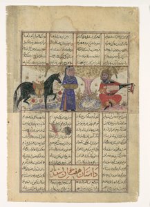 Isfandiyars vierter Kurs: Er tötet eine Zauberin, Folio aus einem Shahnama-Buch, ca. 1330-40