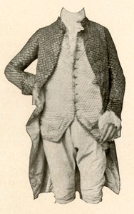 Jacke und Weste getragen von Robert Livingston, von Clermont Manor, New York, ca. 1720, 1937 von Unbekannt